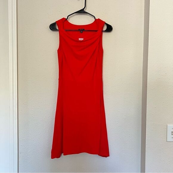 Ann Taylor Cowl Neck Red Sleeveless Mini A-line Dress - Picture 2 of 6
